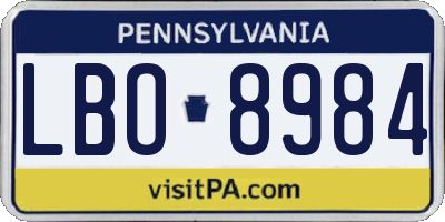 PA license plate LBO8984