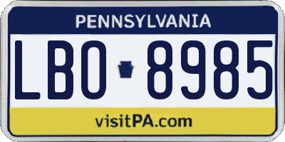PA license plate LBO8985