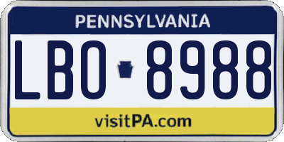 PA license plate LBO8988