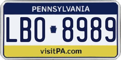 PA license plate LBO8989