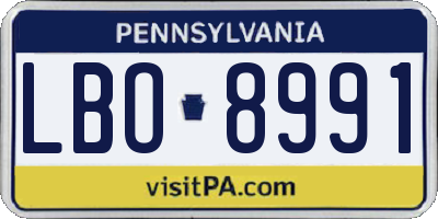 PA license plate LBO8991