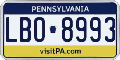 PA license plate LBO8993
