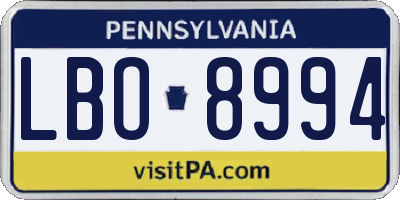 PA license plate LBO8994