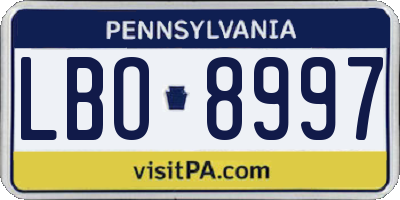 PA license plate LBO8997