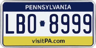 PA license plate LBO8999