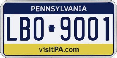 PA license plate LBO9001