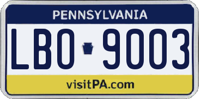 PA license plate LBO9003