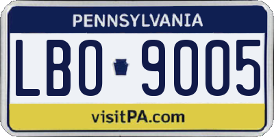 PA license plate LBO9005
