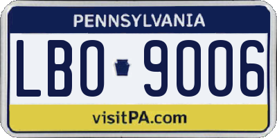 PA license plate LBO9006