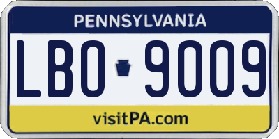 PA license plate LBO9009