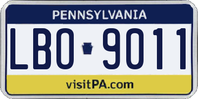PA license plate LBO9011