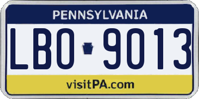 PA license plate LBO9013