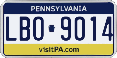 PA license plate LBO9014