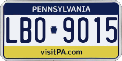 PA license plate LBO9015