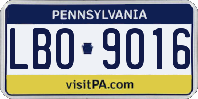 PA license plate LBO9016