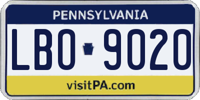 PA license plate LBO9020