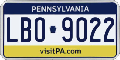 PA license plate LBO9022