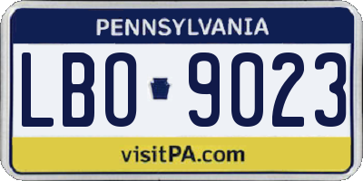 PA license plate LBO9023