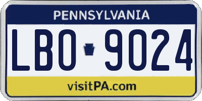 PA license plate LBO9024