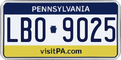 PA license plate LBO9025
