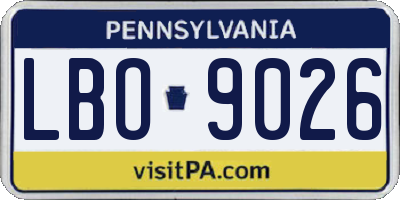 PA license plate LBO9026