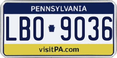 PA license plate LBO9036