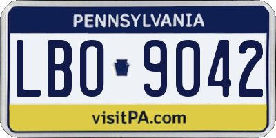 PA license plate LBO9042