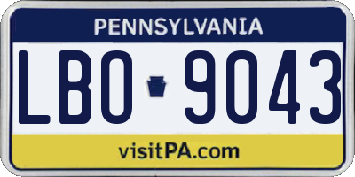 PA license plate LBO9043