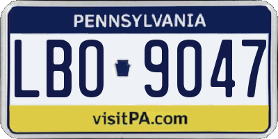 PA license plate LBO9047