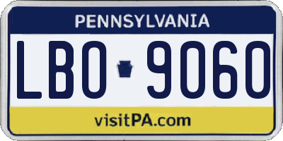 PA license plate LBO9060