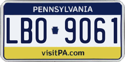 PA license plate LBO9061
