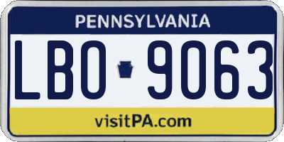 PA license plate LBO9063