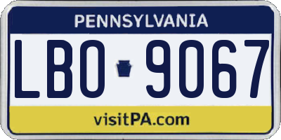 PA license plate LBO9067