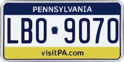 PA license plate LBO9070