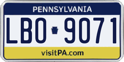 PA license plate LBO9071
