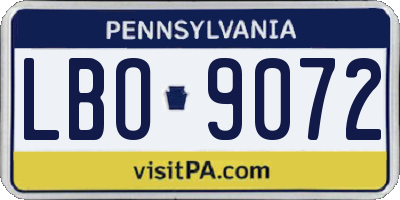 PA license plate LBO9072