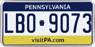PA license plate LBO9073