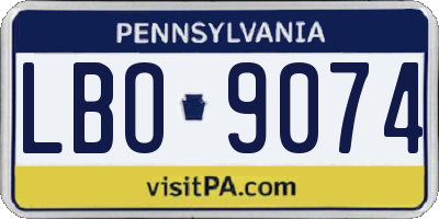 PA license plate LBO9074