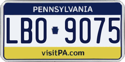 PA license plate LBO9075