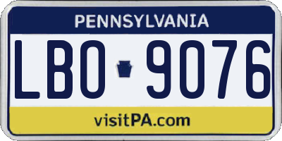 PA license plate LBO9076