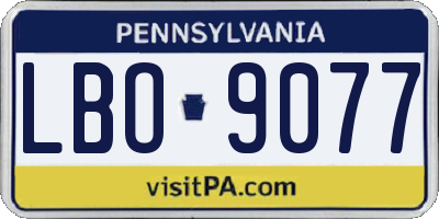 PA license plate LBO9077