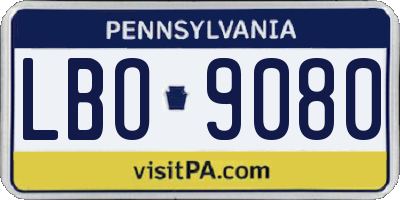 PA license plate LBO9080