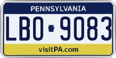 PA license plate LBO9083