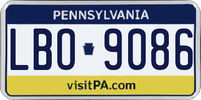 PA license plate LBO9086