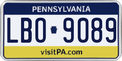 PA license plate LBO9089
