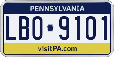 PA license plate LBO9101