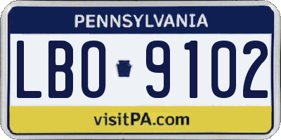 PA license plate LBO9102