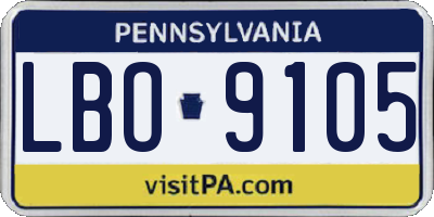 PA license plate LBO9105