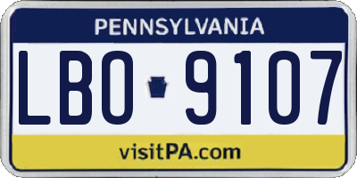 PA license plate LBO9107