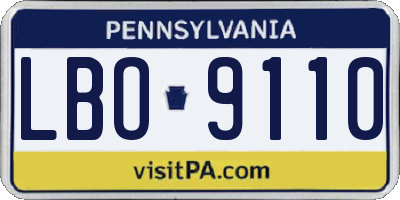 PA license plate LBO9110